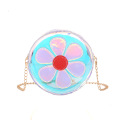 Laser Clear Chain Sling Bag Cute Flower Jelly PVC Transparent Crossbody Bag for Girls Kids